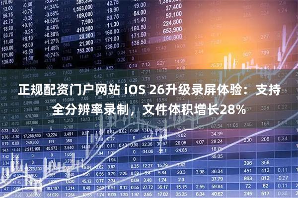 正规配资门户网站 iOS 26升级录屏体验：支持全分辨率录制，文件体积增长28%