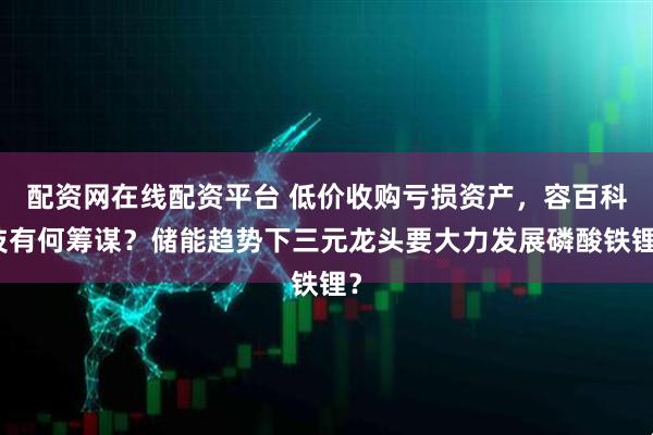 配资网在线配资平台 低价收购亏损资产，容百科技有何筹谋？储能趋势下三元龙头要大力发展磷酸铁锂？